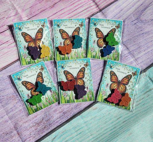 Butterfly Crayons Party Favors – Handmade Thank You Cards, Classroom Gifts