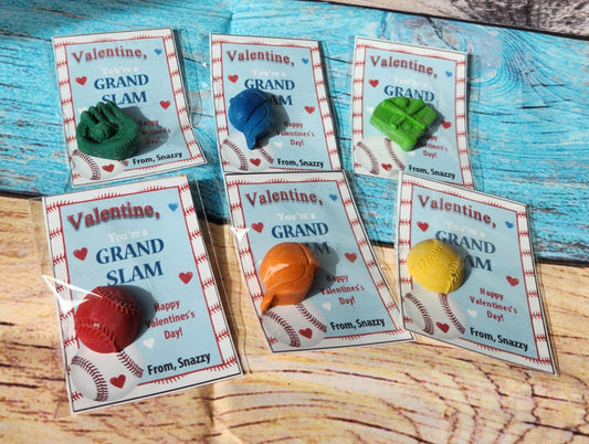 Baseball Valentines Day Cards with Crayons l Personalized Cards l Boy Valentine's Day Cards l Sports Friend Cards l Kids Valetines Day Cards