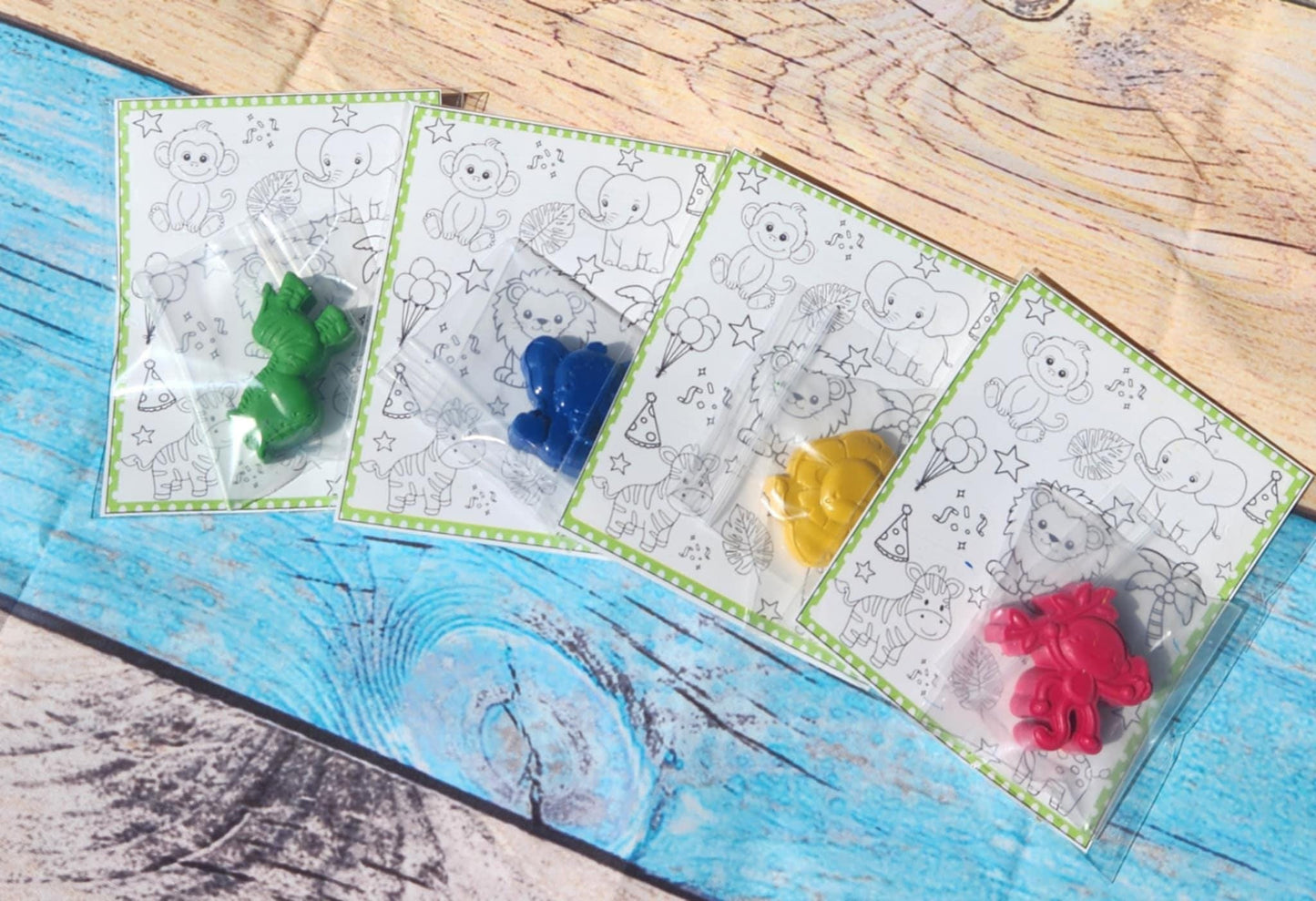 Jungle-Themed Coloring Kit – Fun Animal Coloring Pages & Shaped Crayons | Safari Party Favors | Kids Activity