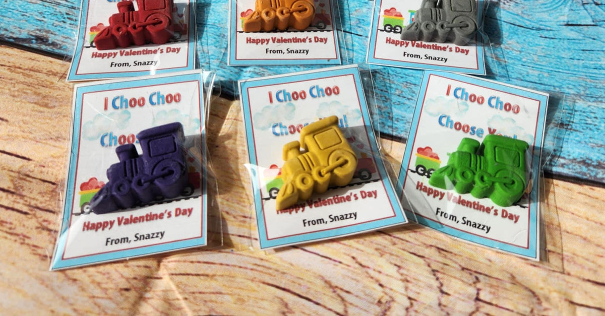 Train Valentines Day Cards with Crayons l Personalized Cards l Boy Valentine's Day Cards l Choo Choo Friend Cards l Kids Valetines Day Cards