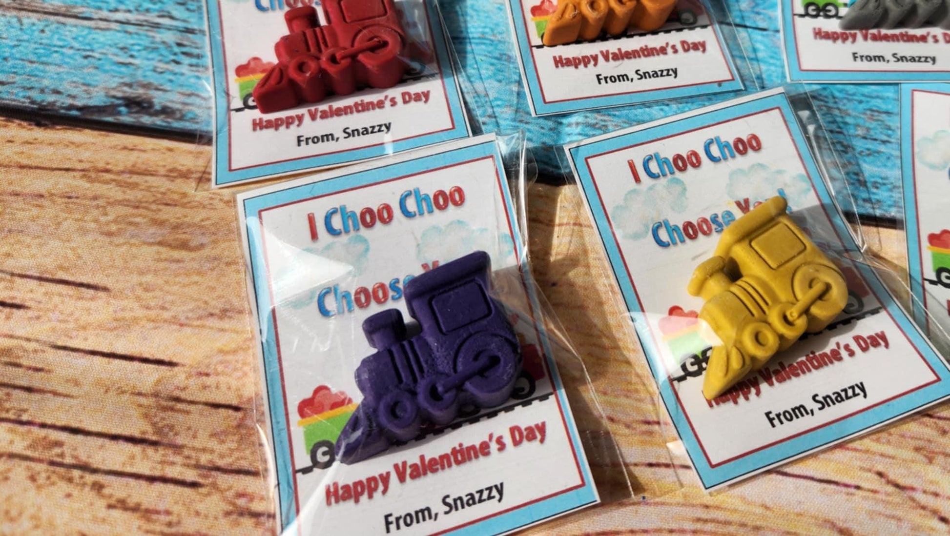 Train Valentines Day Cards with Crayons l Personalized Cards l Boy Valentine's Day Cards l Choo Choo Friend Cards l Kids Valetines Day Cards