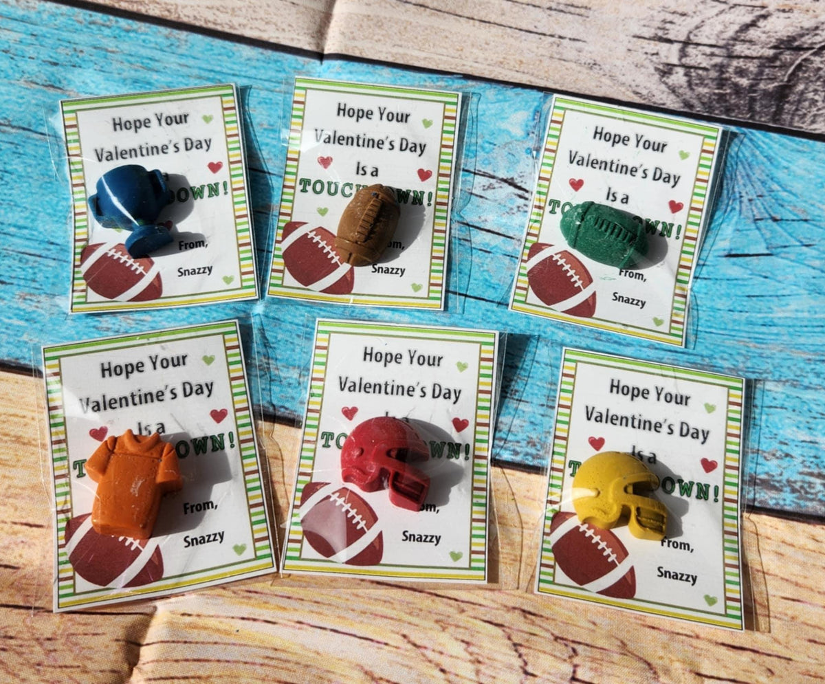 Personalized Football Valentine's Day Cards with Handmade Crayon