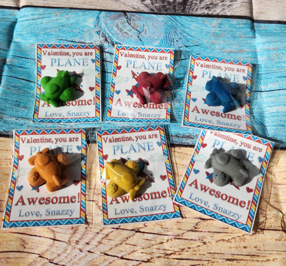 Personalized Airplane Valentine’s Day Cards with Crayons | Kids Valentines | Boys Valentine Cards | Classroom Favors