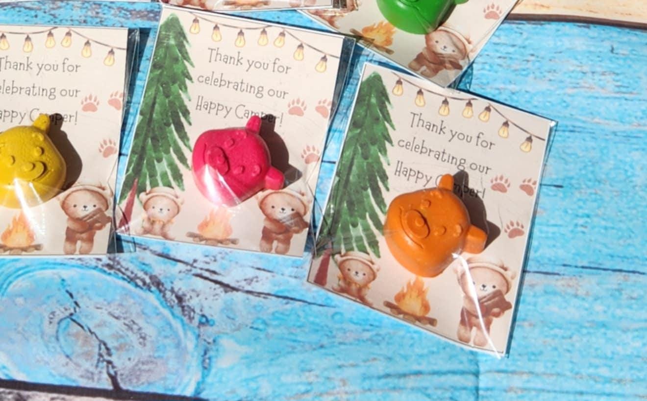 Camping Party Favors: Bear Crayon Thank You Cards