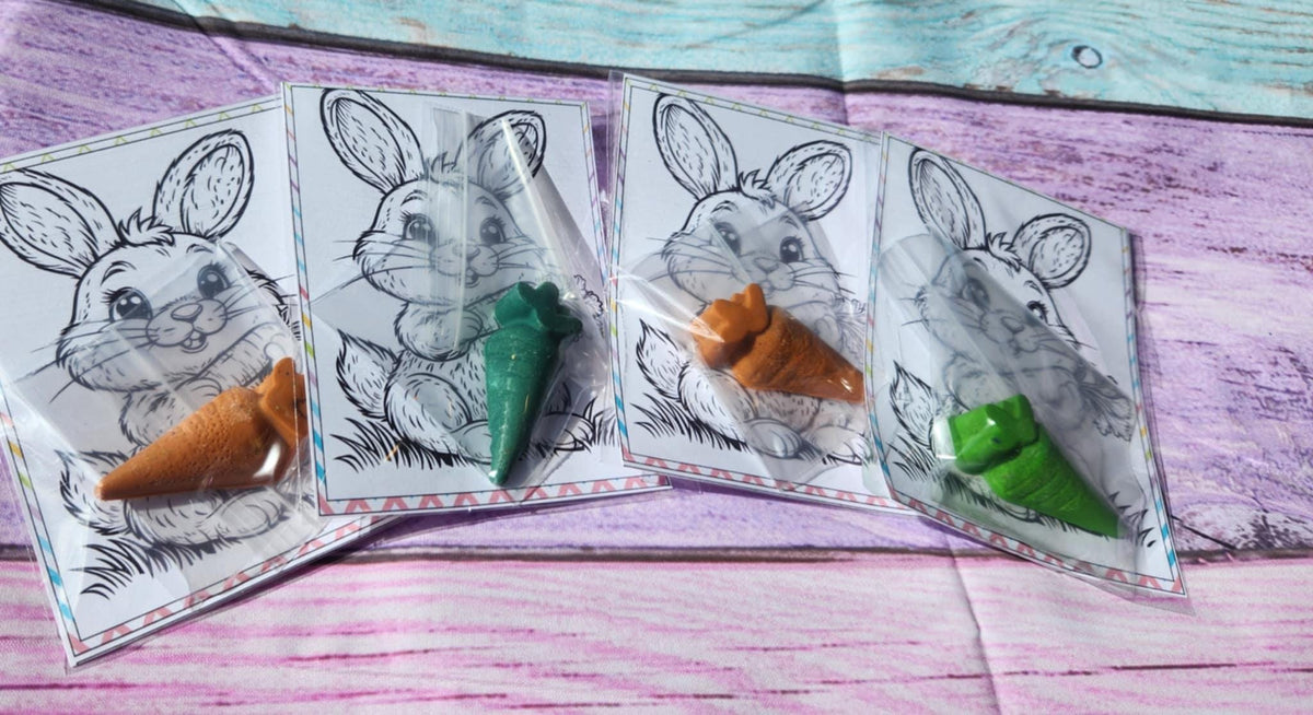 Easter Bunny Coloring Kit | Carrot Crayons | Kids Easter Basket Filler | Easter Party Favors | Non-Toxic Crayons | Spring Activity for Kids