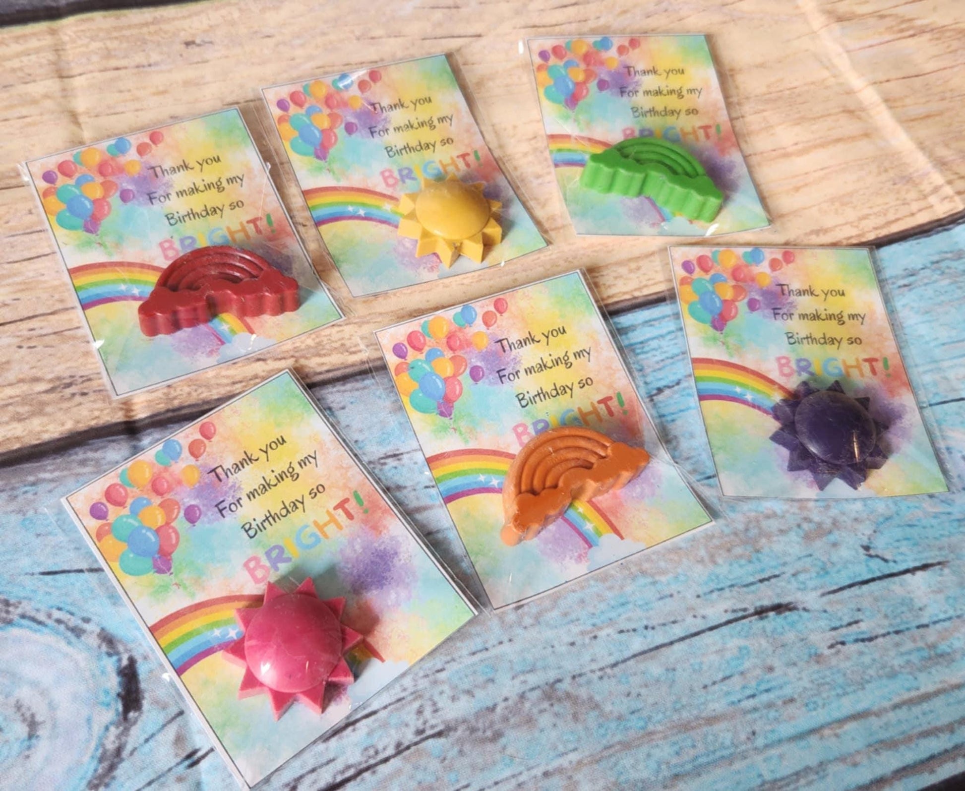 Rainbow Crayon Party Favors: Sun & Rainbow Crayons, Kids Birthday Goodie Bag