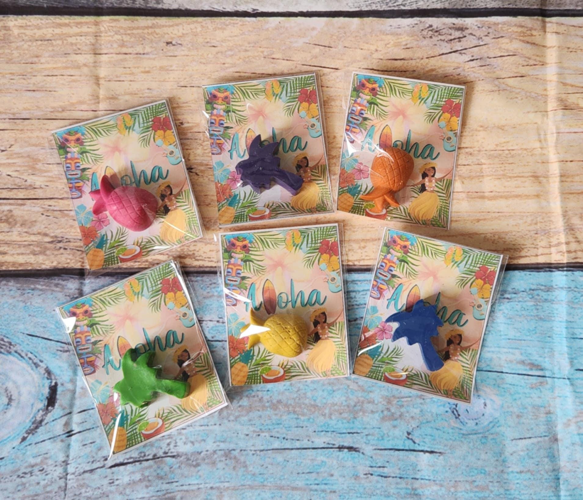 Hawaiian / Luau themed princess Party Favor Coloring Kits, Crayon names, Crayons, Birthday Party Favors