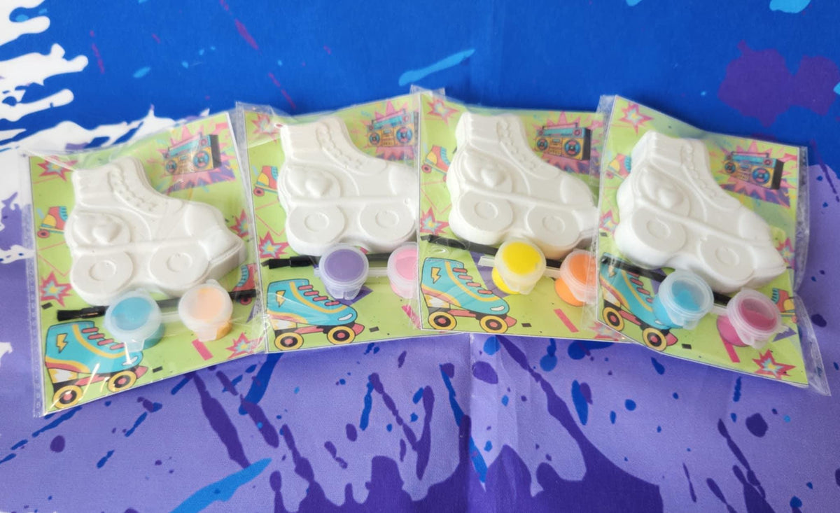 Skating & Rollerblade-Themed Plaster Paint Kits – | DIY Paint Activity | Birthday Party Favors | Retro Party | Kids Art Kit