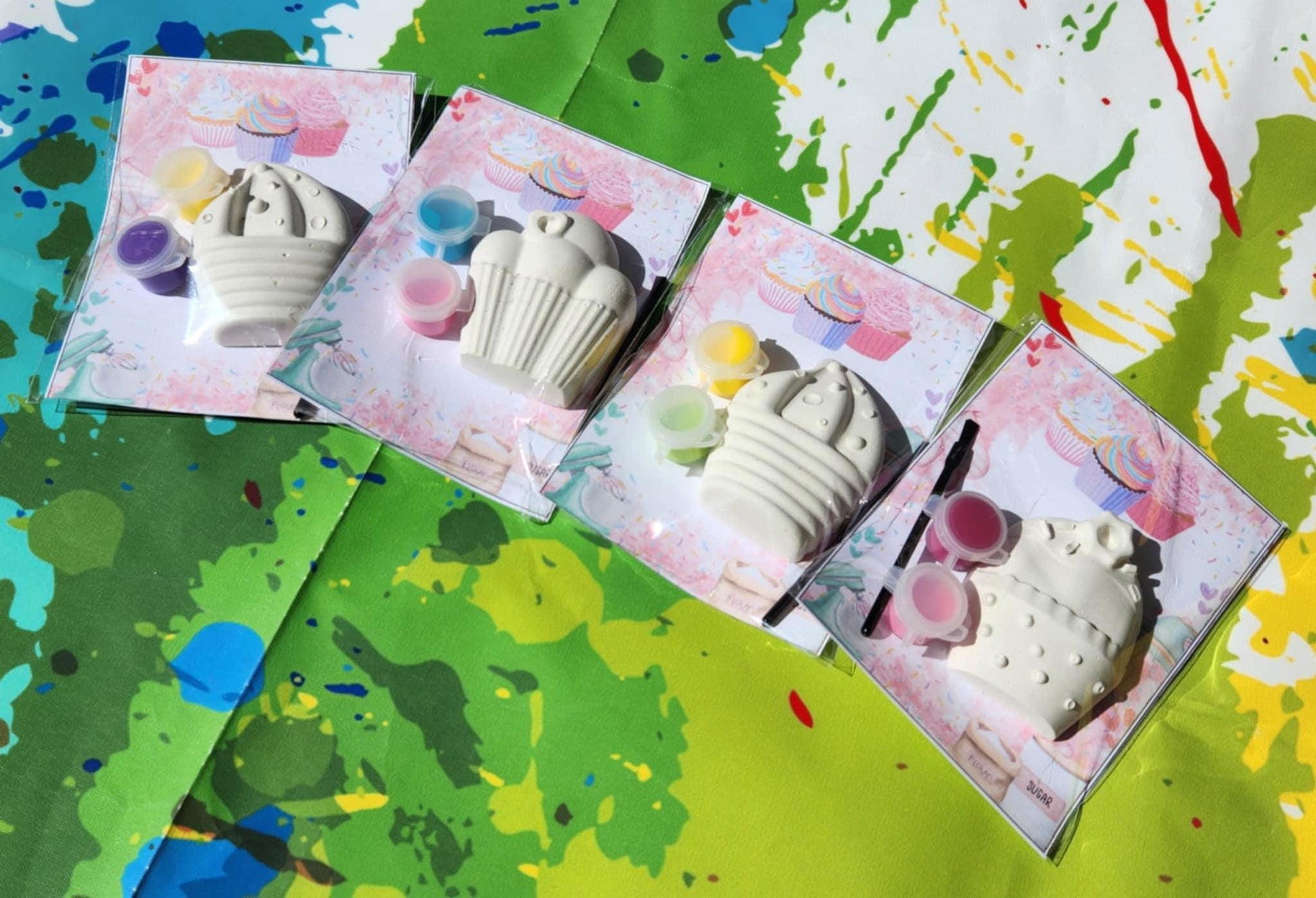 Kids Cupcake Plaster Paint Kits – DIY Party Favors | Cupcake Painting Kit | Birthday Craft Activity | Thank You Gift