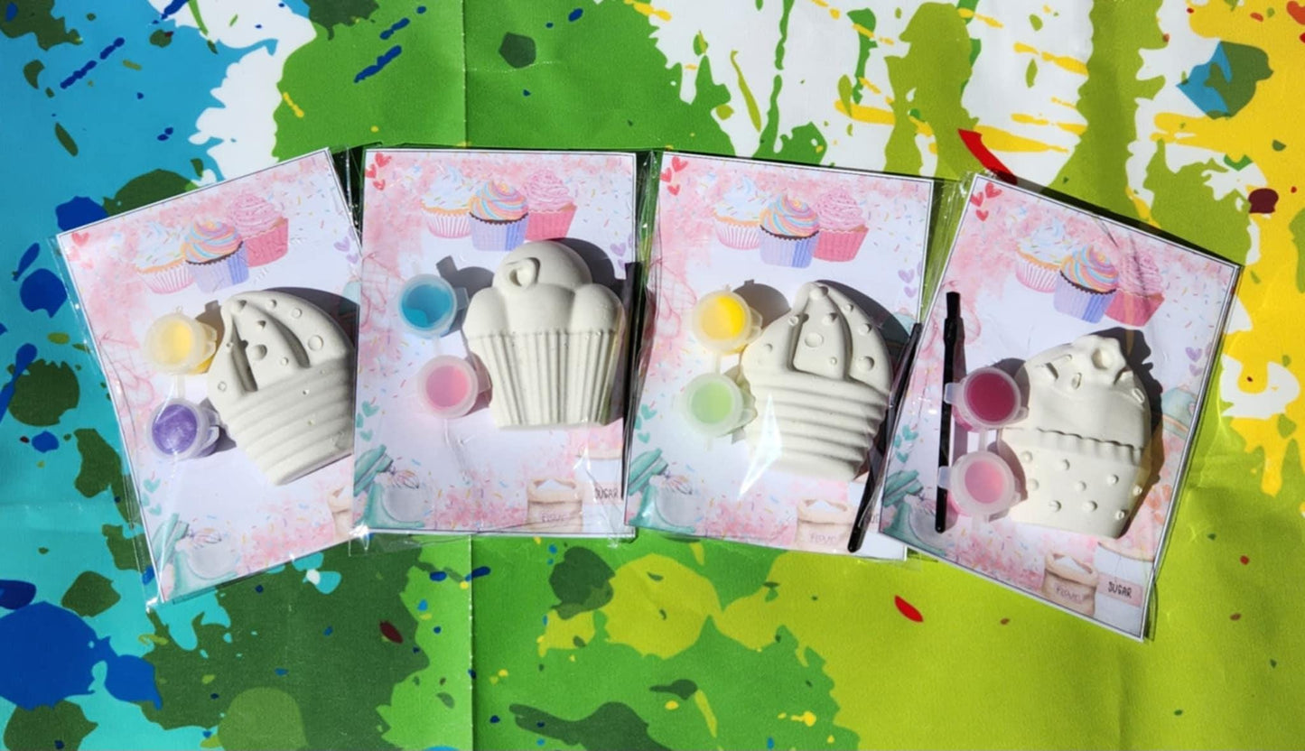 Kids Cupcake Plaster Paint Kits – DIY Party Favors | Cupcake Painting Kit | Birthday Craft Activity | Thank You Gift