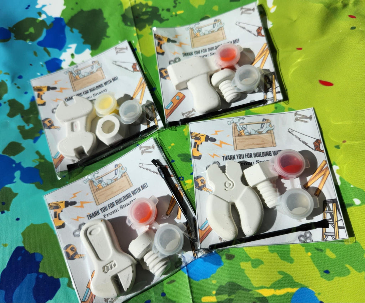 Tool Themed Plaster Paint Kits Perfect Birthday Party Favors for Kids l Building Tool Favors l Kids Activity l Kids Craft l DIY Painting