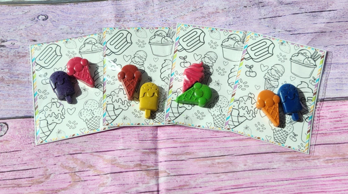Ice Cream Crayons & Coloring Page: Party Favors Kit