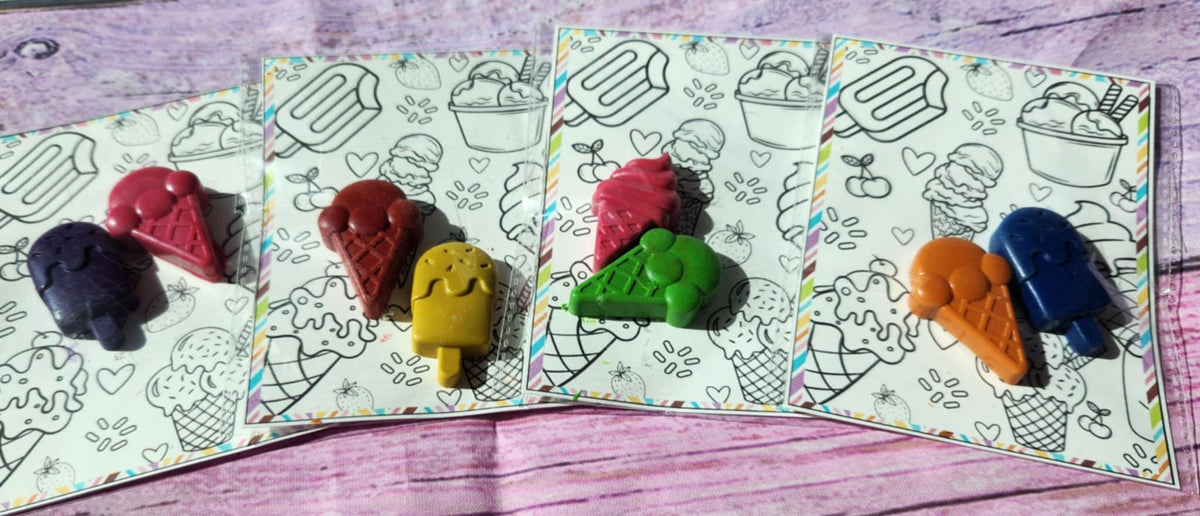 Ice Cream Crayons & Coloring Page: Party Favors Kit