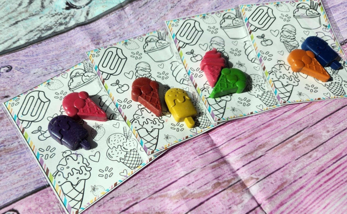 Ice Cream Crayons & Coloring Page: Party Favors Kit