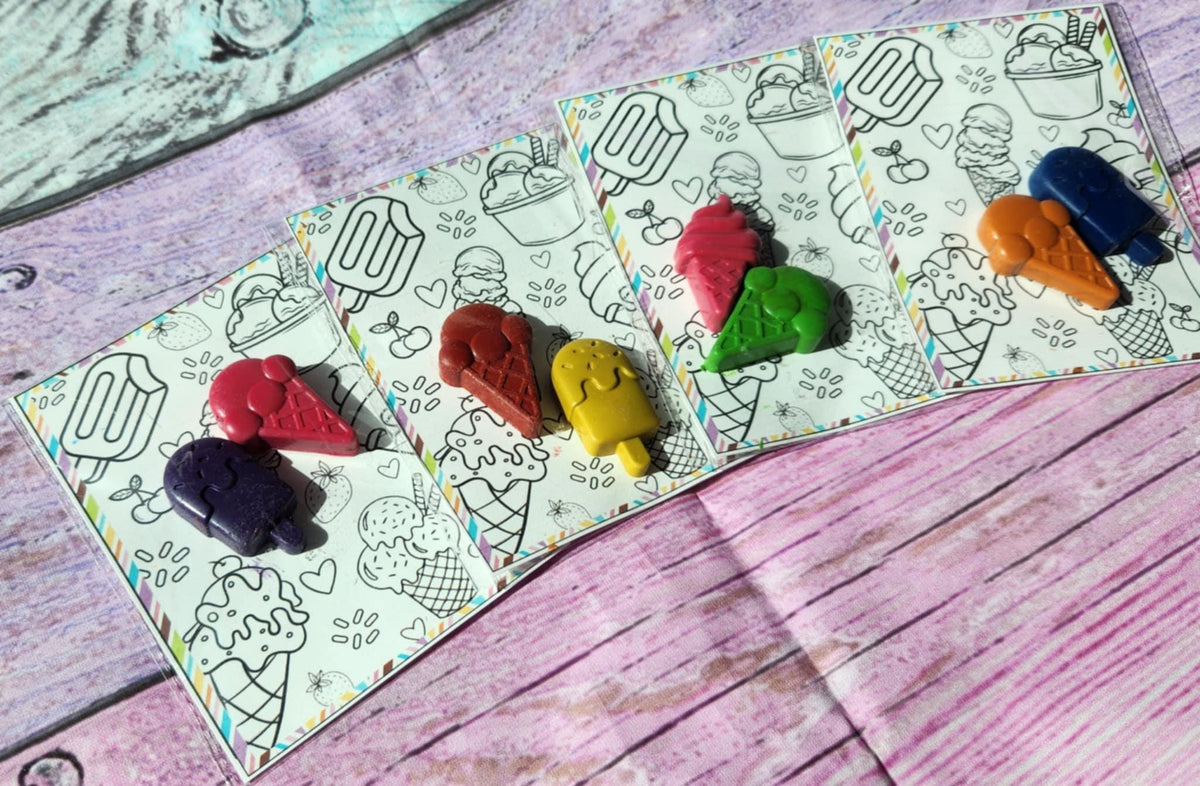 Ice Cream Crayons & Coloring Page: Party Favors Kit