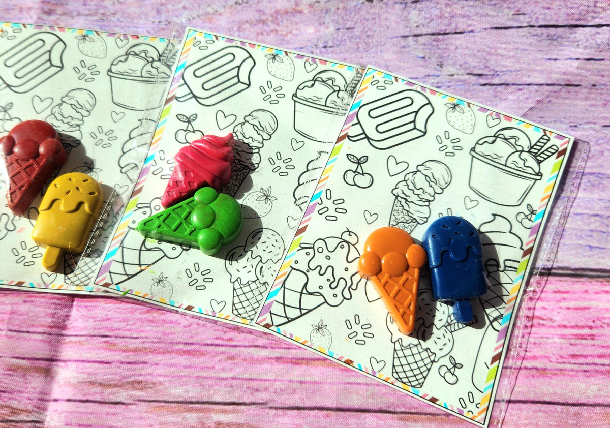 Ice Cream Crayons & Coloring Page: Party Favors Kit