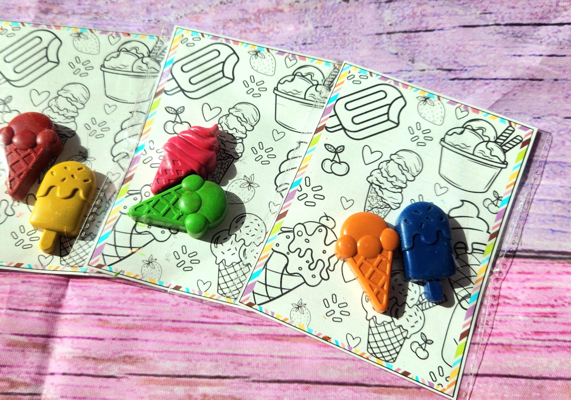 Ice Cream Crayons & Coloring Page: Party Favors Kit