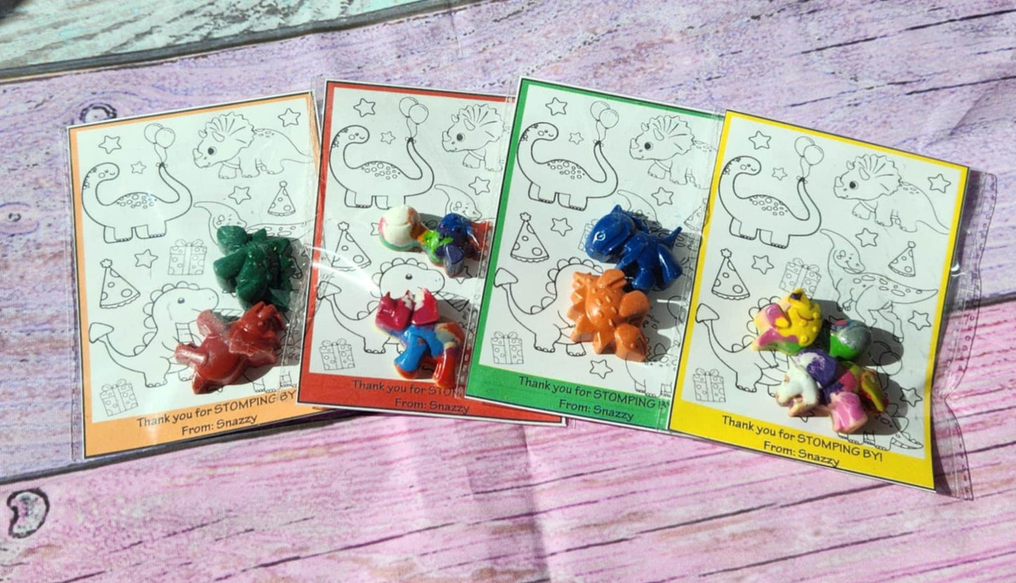 Dinosaur Crayon Party Favors with Coloring Page | Kids Craft Kit | Party Favor | School Goodie Bag | Kids Art Activity