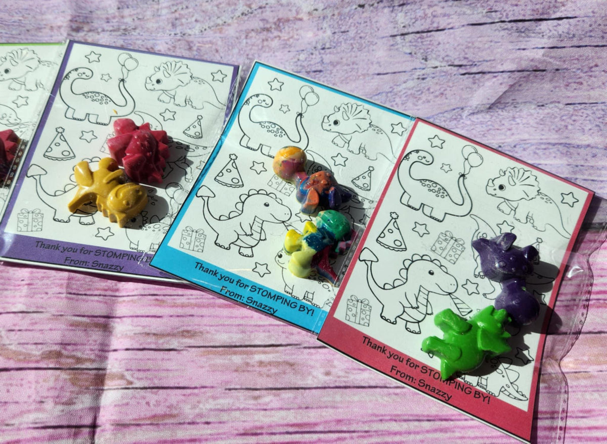 Dinosaur Crayon Party Favors with Coloring Page | Kids Craft Kit | Party Favor | School Goodie Bag | Kids Art Activity