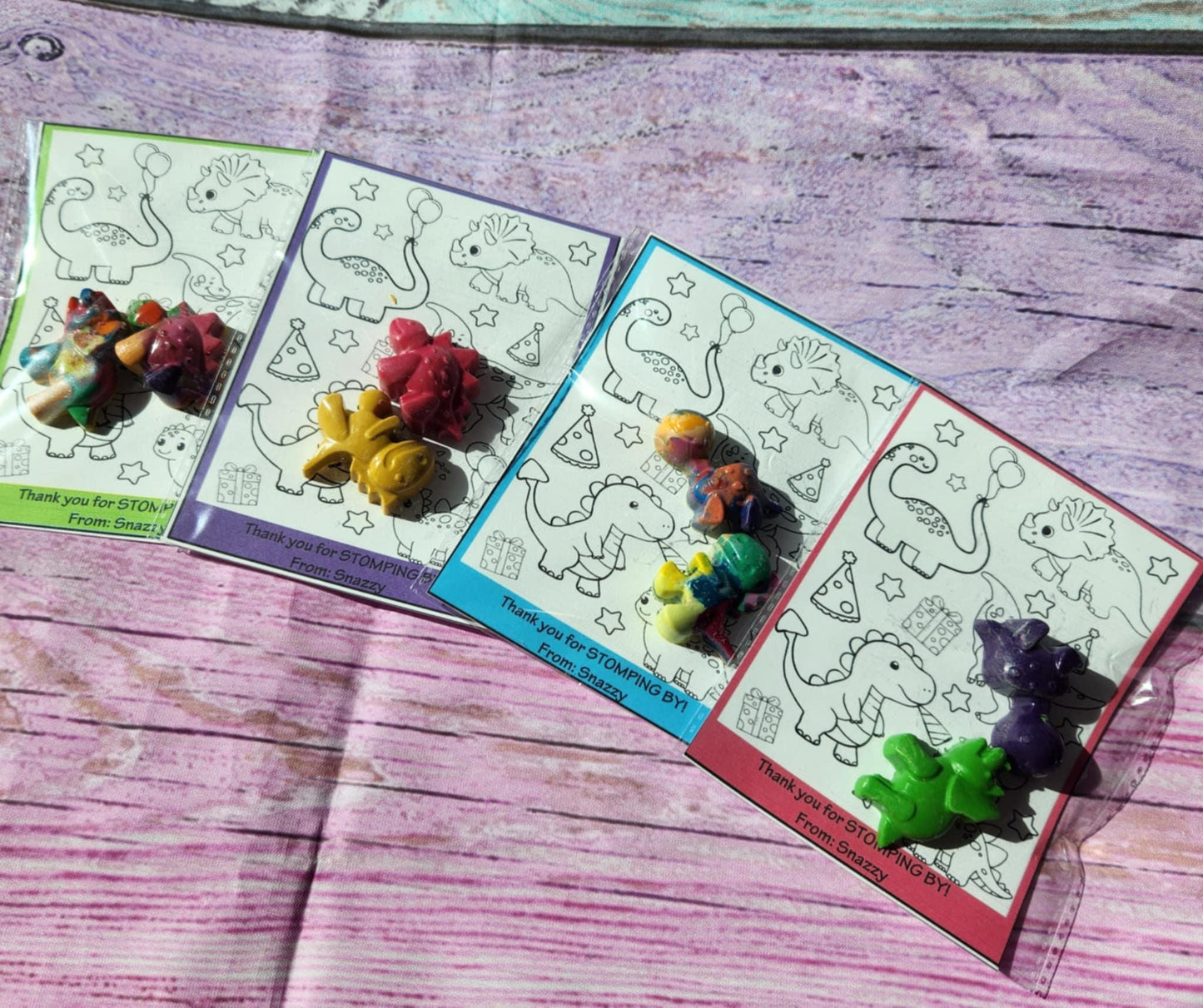 Dinosaur Crayon Party Favors with Coloring Page | Kids Craft Kit | Party Favor | School Goodie Bag | Kids Art Activity