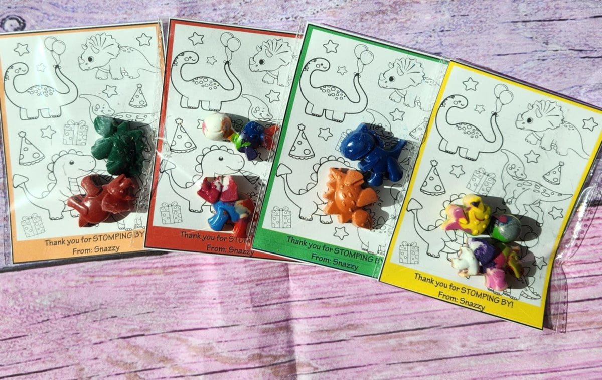 Dinosaur Crayon Party Favors with Coloring Page | Kids Craft Kit | Party Favor | School Goodie Bag | Kids Art Activity