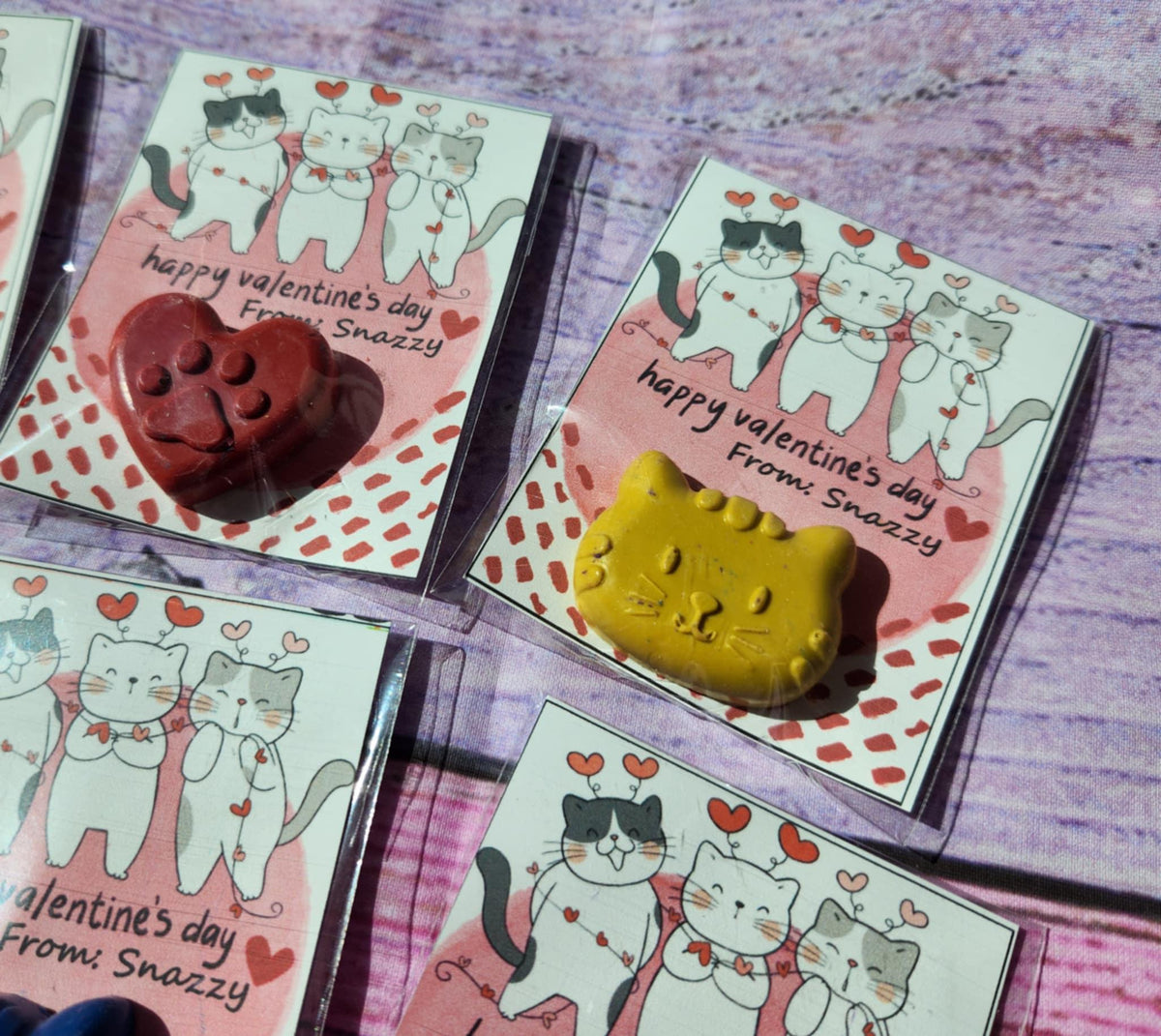 Cat Valentine’s Day Cards with Cat Crayons | Personalized Kids Valentines | Girl Valentine Cards | Classroom Valentines