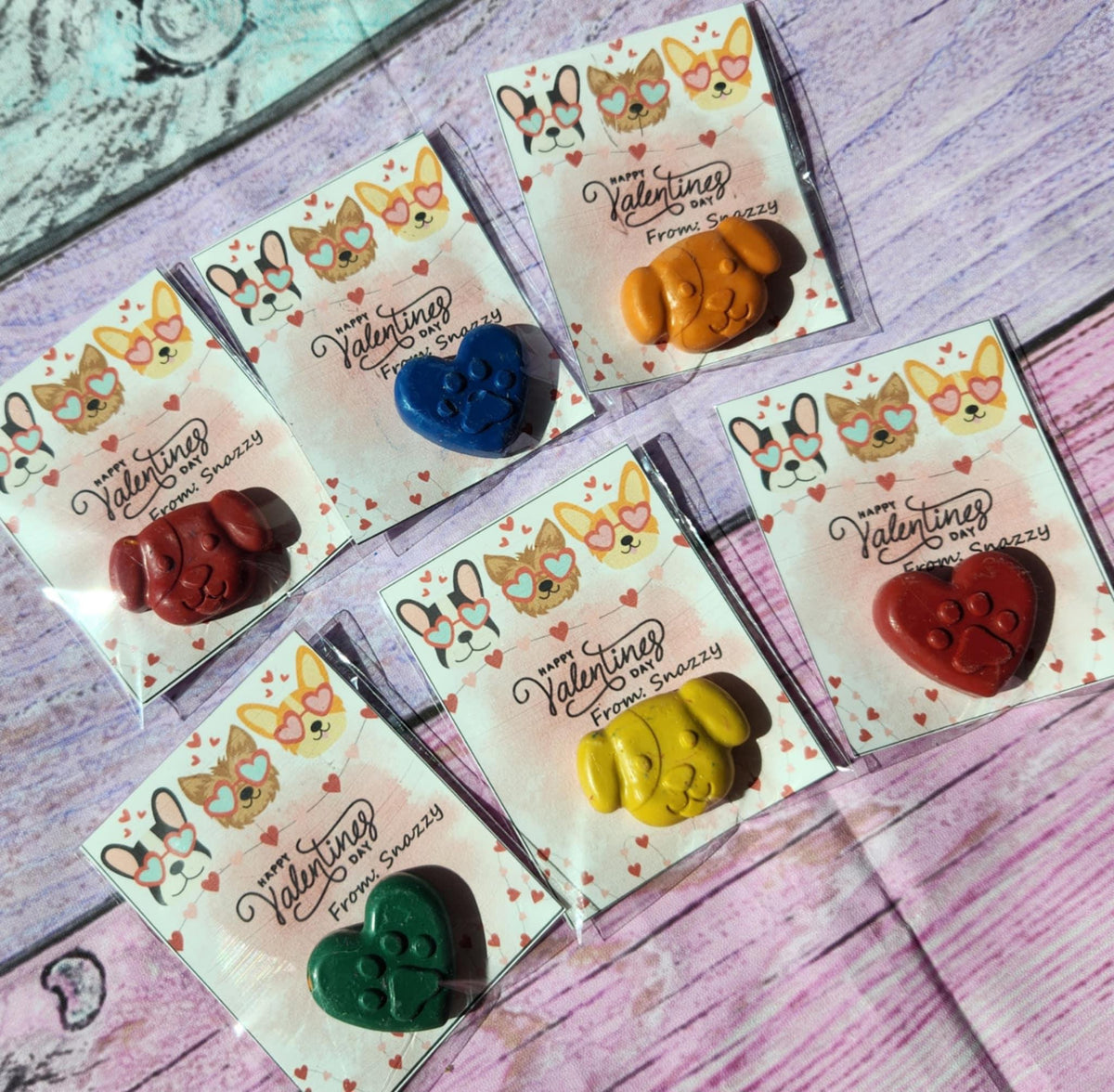 Dog Valentine’s Day Cards with Crayons | Personalized Kids Valentines | Classroom Valentine Handouts | Non Candy Valentines