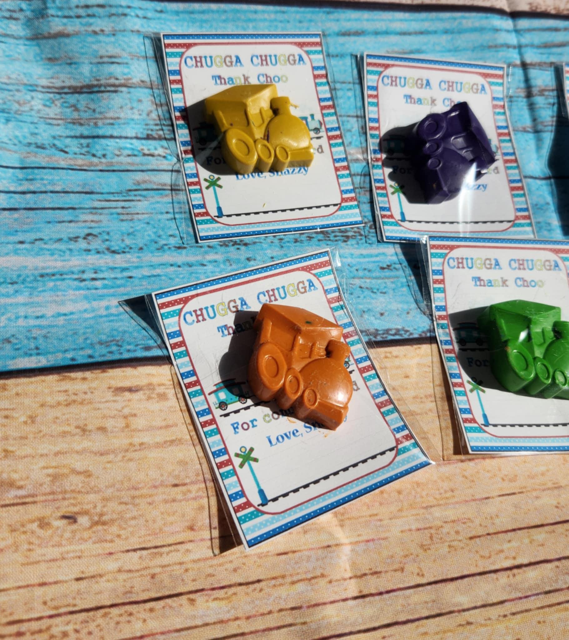 Train Thank You Cards with Train Crayons | Party Favors | Birthday Party Gifts | Kids Train Party Favors