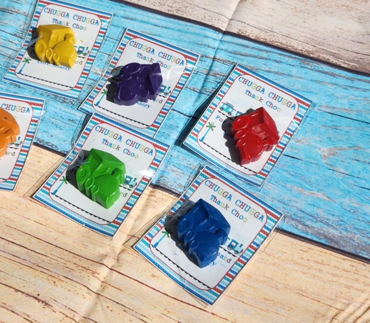 Train Thank You Cards with Train Crayons | Party Favors | Birthday Party Gifts | Kids Train Party Favors