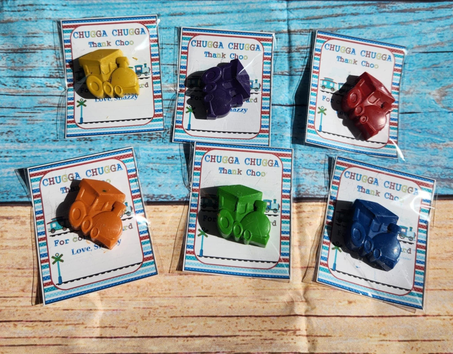 Train Thank You Cards with Train Crayons | Party Favors | Birthday Party Gifts | Kids Train Party Favors