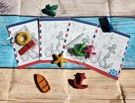 Sailing Coloring Kit | Kids Birthday Favors | Sail Away Party | Non-Toxic Crayons