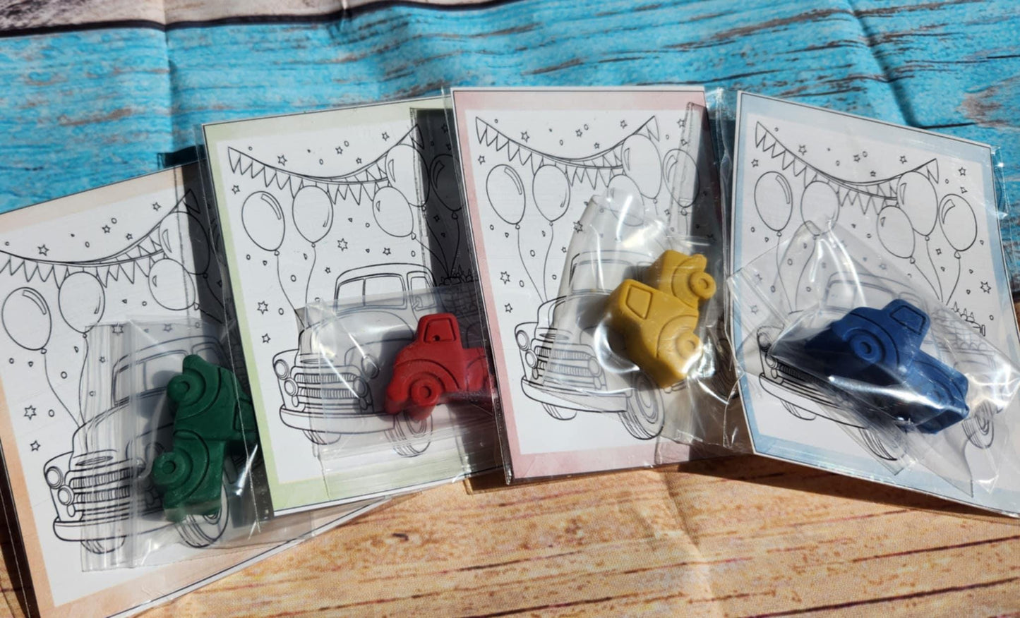 Old Fashioned Truck Birthday Coloring Kit | Kids Party Favors | Non-Toxic Crayons | Gift Bags