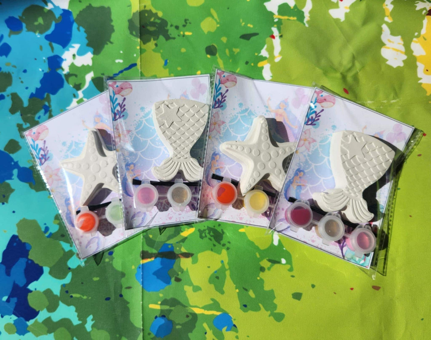 Mermaid Tails and Shell Plaster Paint Kits – DIY Party Favors for Kids, Under the Sea Birthday Craft Activity