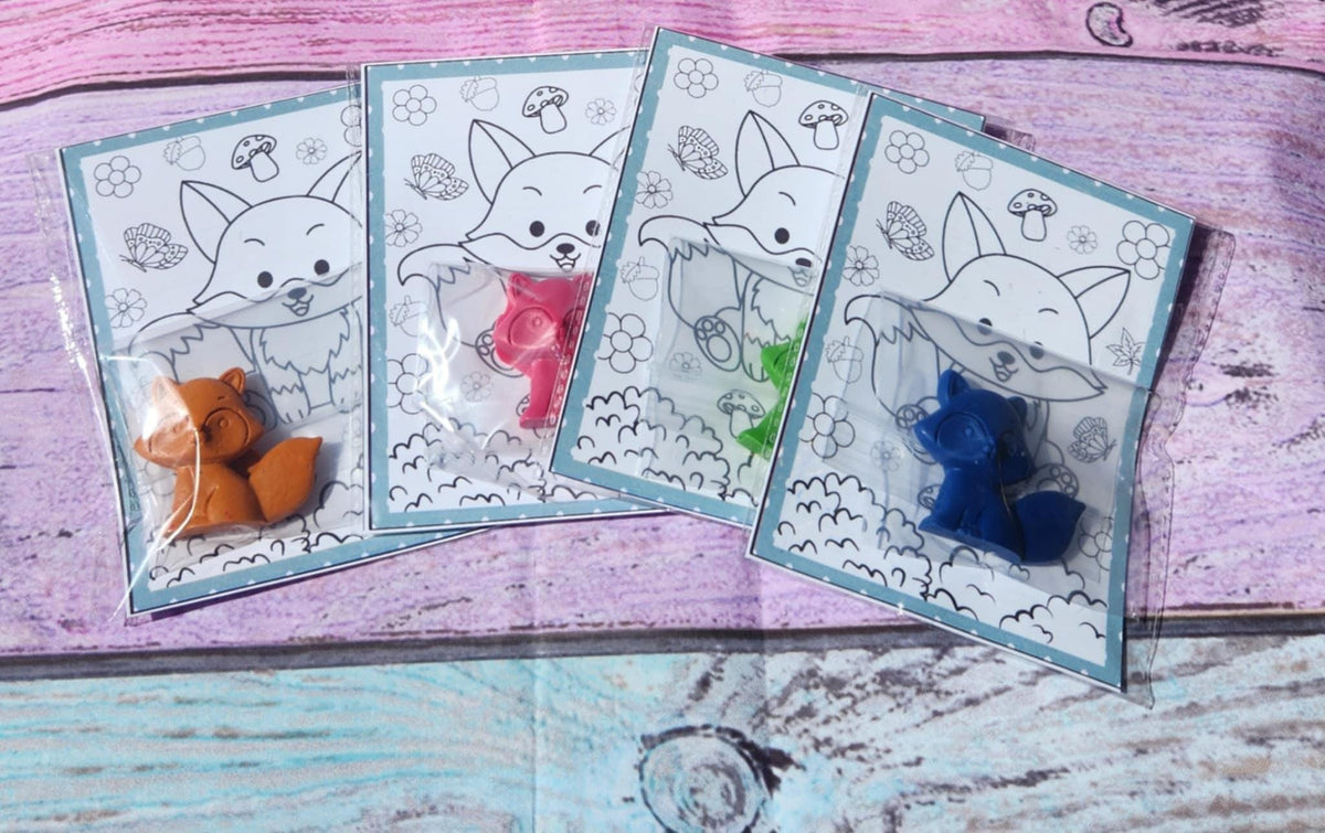 Fox Crayon Party Favors: Woodland Birthday Gift, Non-Toxic Art