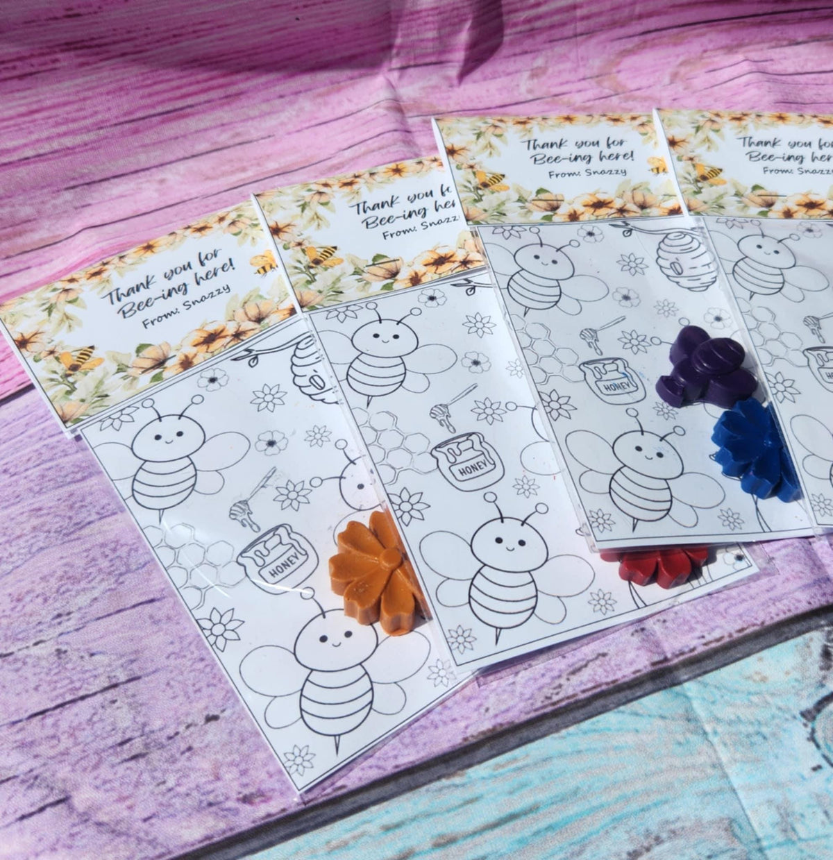 Bee & Flower Crayon Coloring Kits – Bee-Day Birthday Favors | Kids Party Activity | Thank You Gifts | Non-Toxic Crayons with Coloring Page