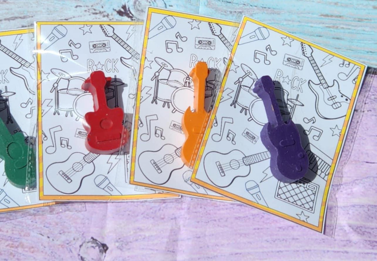Guitar Crayon Party Favors: Rock n Roll Birthday, Music Theme