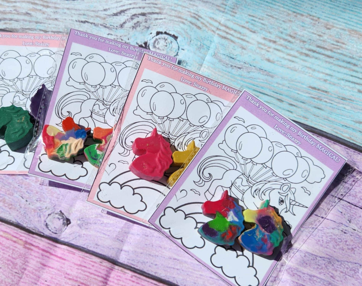 Unicorn Party Favors | Unicorn Crayons with Coloring Card | Birthday Party Goodie Bag | Classroom Favors | Kids Craft Gift