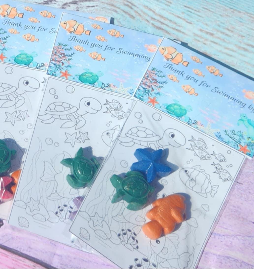 Swimming by Party Favor Coloring Kits | Ocean Themed Crayons | Birthday Party Favors | Thank You Favors | Kids Gift Bags