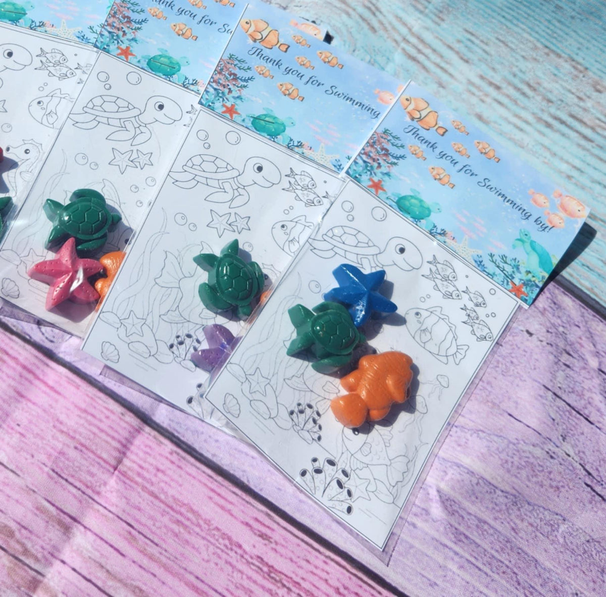 Swimming by Party Favor Coloring Kits | Ocean Themed Crayons | Birthday Party Favors | Thank You Favors | Kids Gift Bags