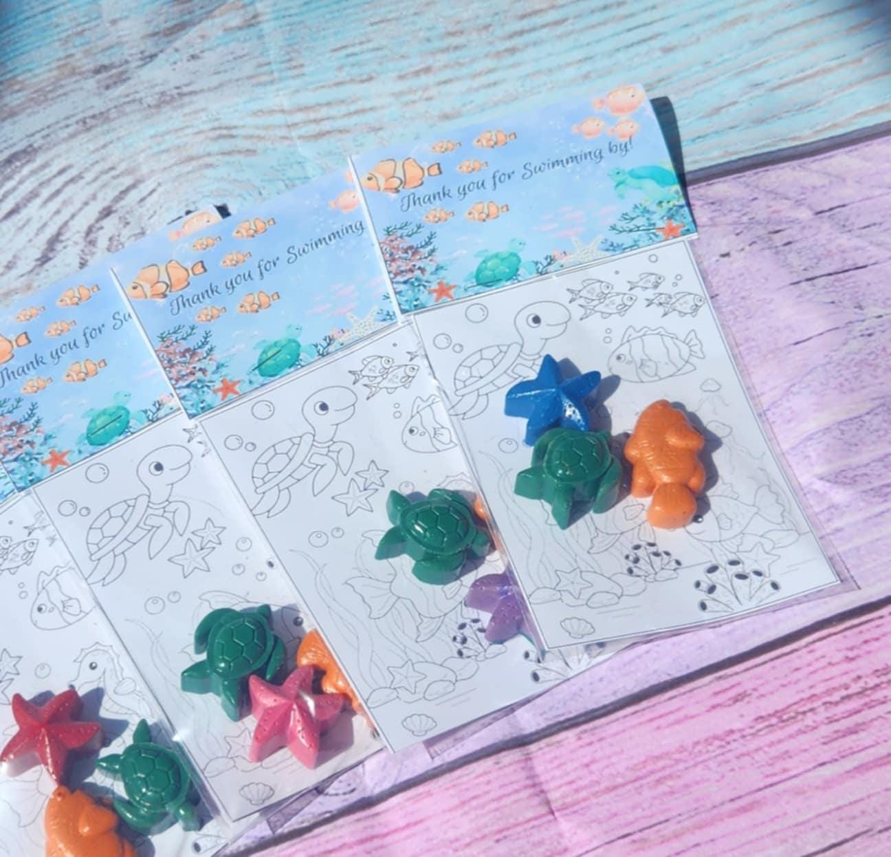 Swimming by Party Favor Coloring Kits | Ocean Themed Crayons | Birthday Party Favors | Thank You Favors | Kids Gift Bags