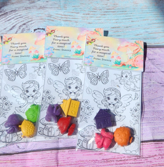 Fairy Party Favor: Crayon Kit with Coloring Page