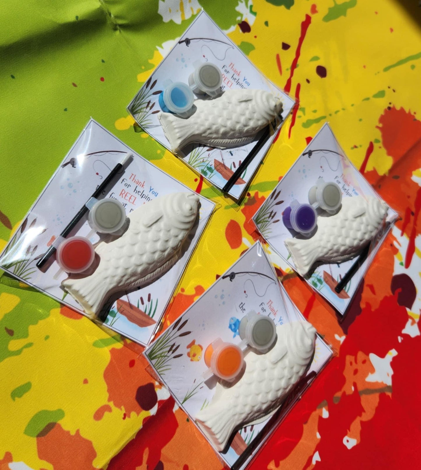 Fishing-Themed Plaster Paint Kits for Kids | DIY Paint Activity | Birthday Party Favors | Outdoor Adventure Party | Kids Craft Kit