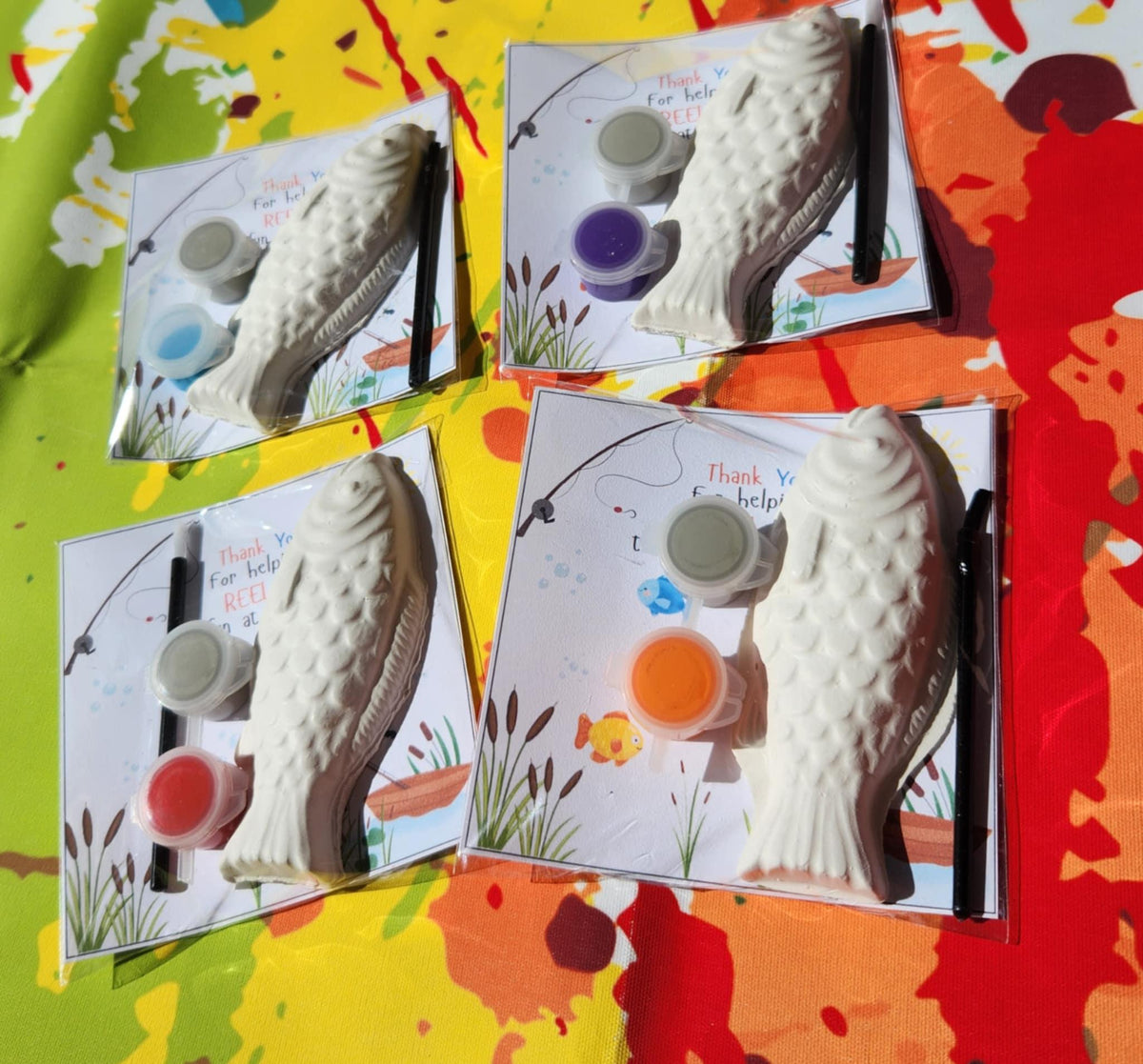 Fishing-Themed Plaster Paint Kits for Kids | DIY Paint Activity | Birthday Party Favors | Outdoor Adventure Party | Kids Craft Kit