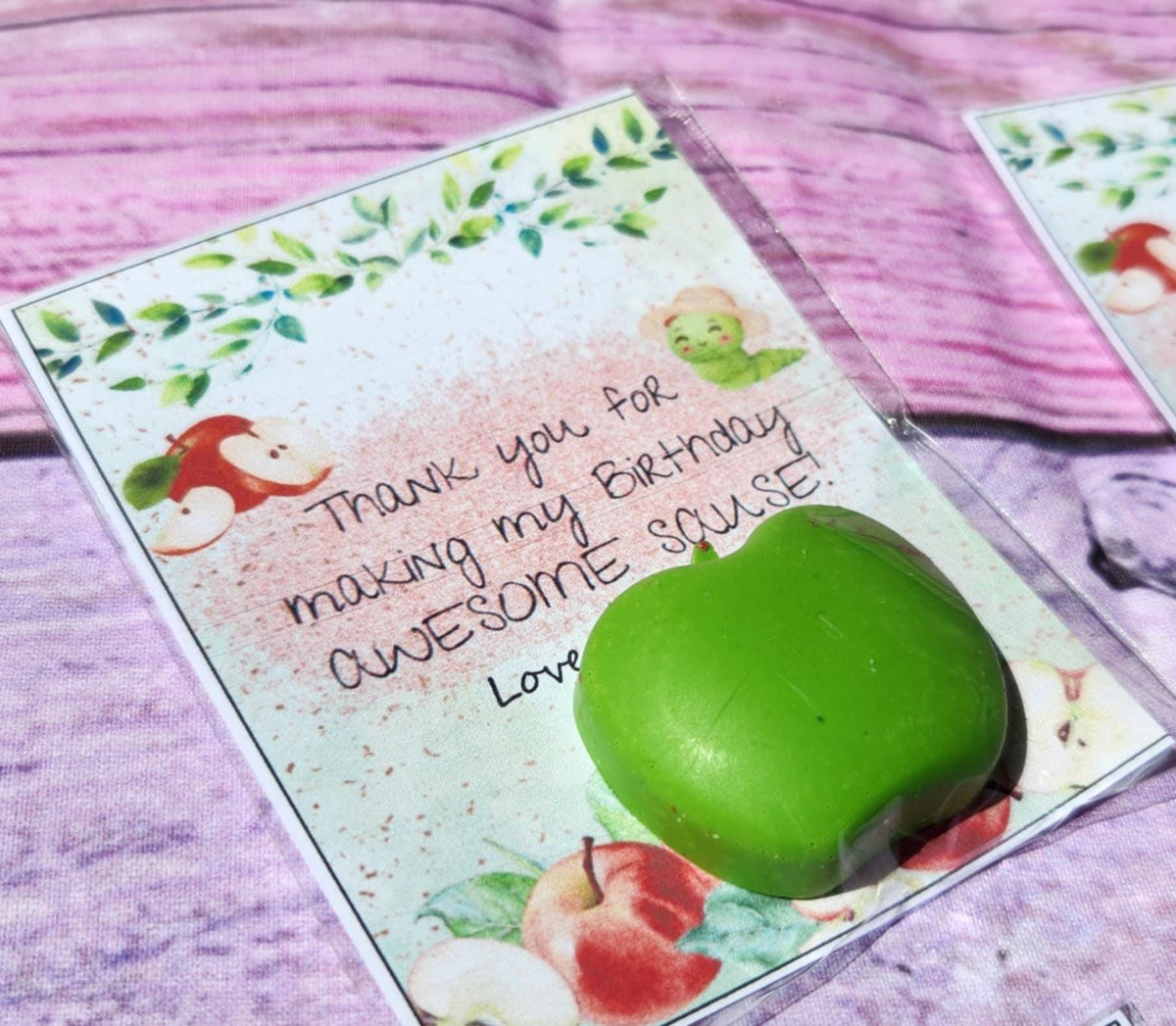 Apple Thank You Cards with Crayons | Party Favors | Goodie Bag Fillers | Teacher Gifts | Class Favors | Birthday Party Favors