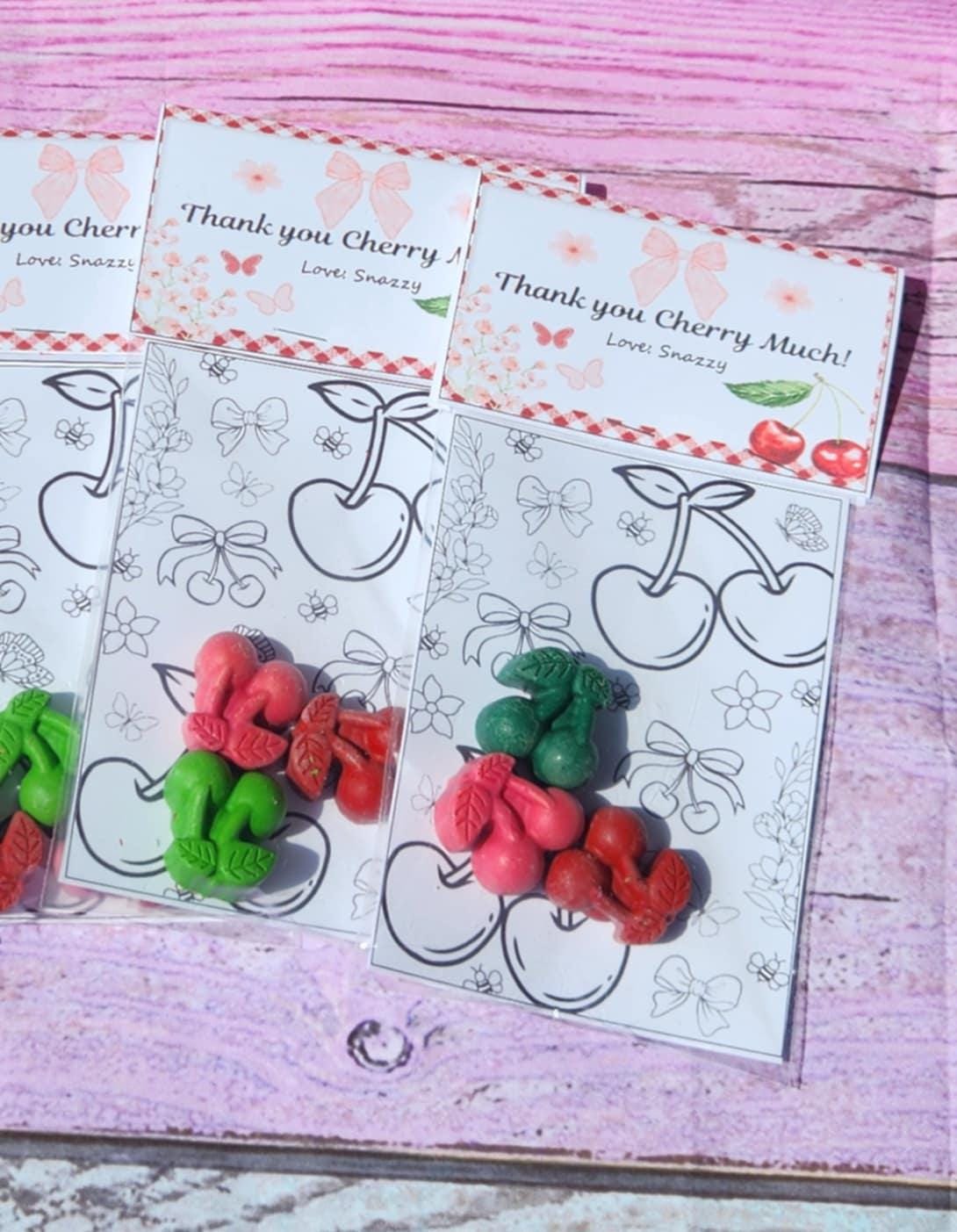 Cherry Coloring Kit with Crayons | Thank You Cherry Much Party Favors | Fruit-Themed Birthday Goodie Bags | Custom Crayon Gift for Kids