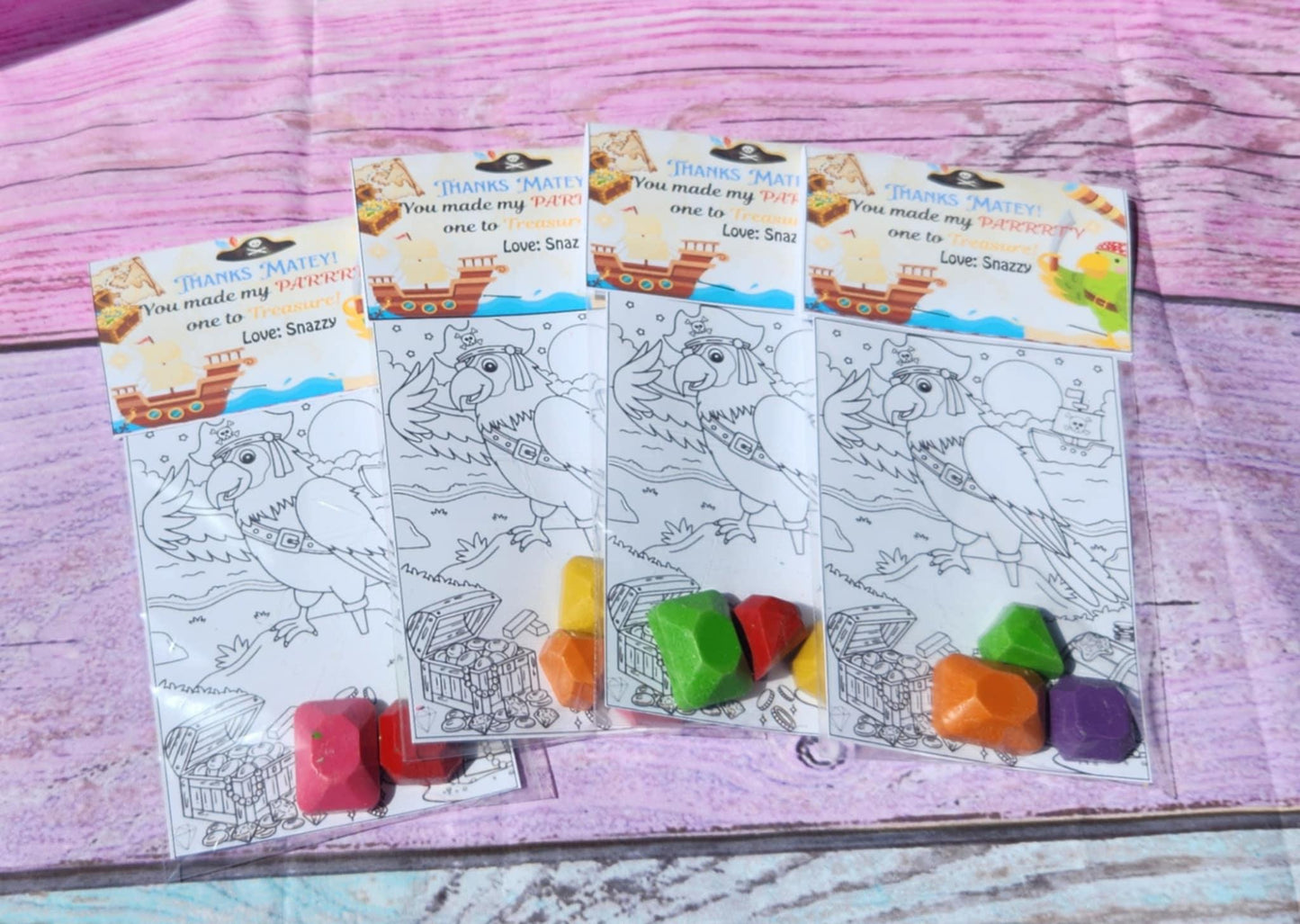 Pirate Coloring Kit with Gem Crayons | Pirate Birthday Party Favors | Treasure Goodie Bag Fillers | Pirate Crayons | Kids Party Activities