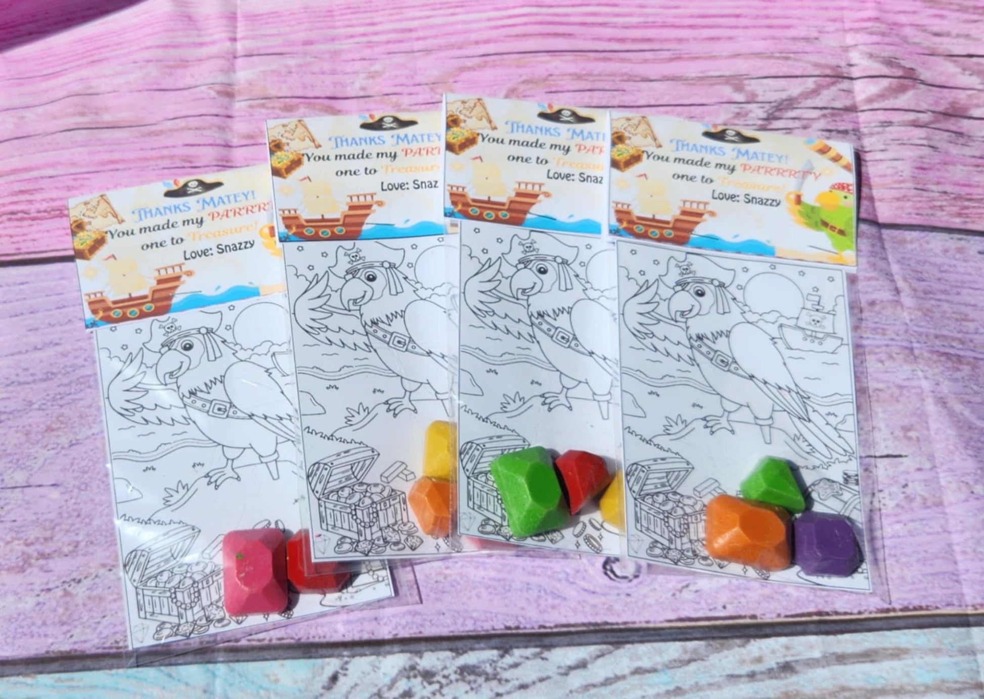Pirate Coloring Kit with Gem Crayons | Pirate Birthday Party Favors | Treasure Goodie Bag Fillers | Pirate Crayons | Kids Party Activities