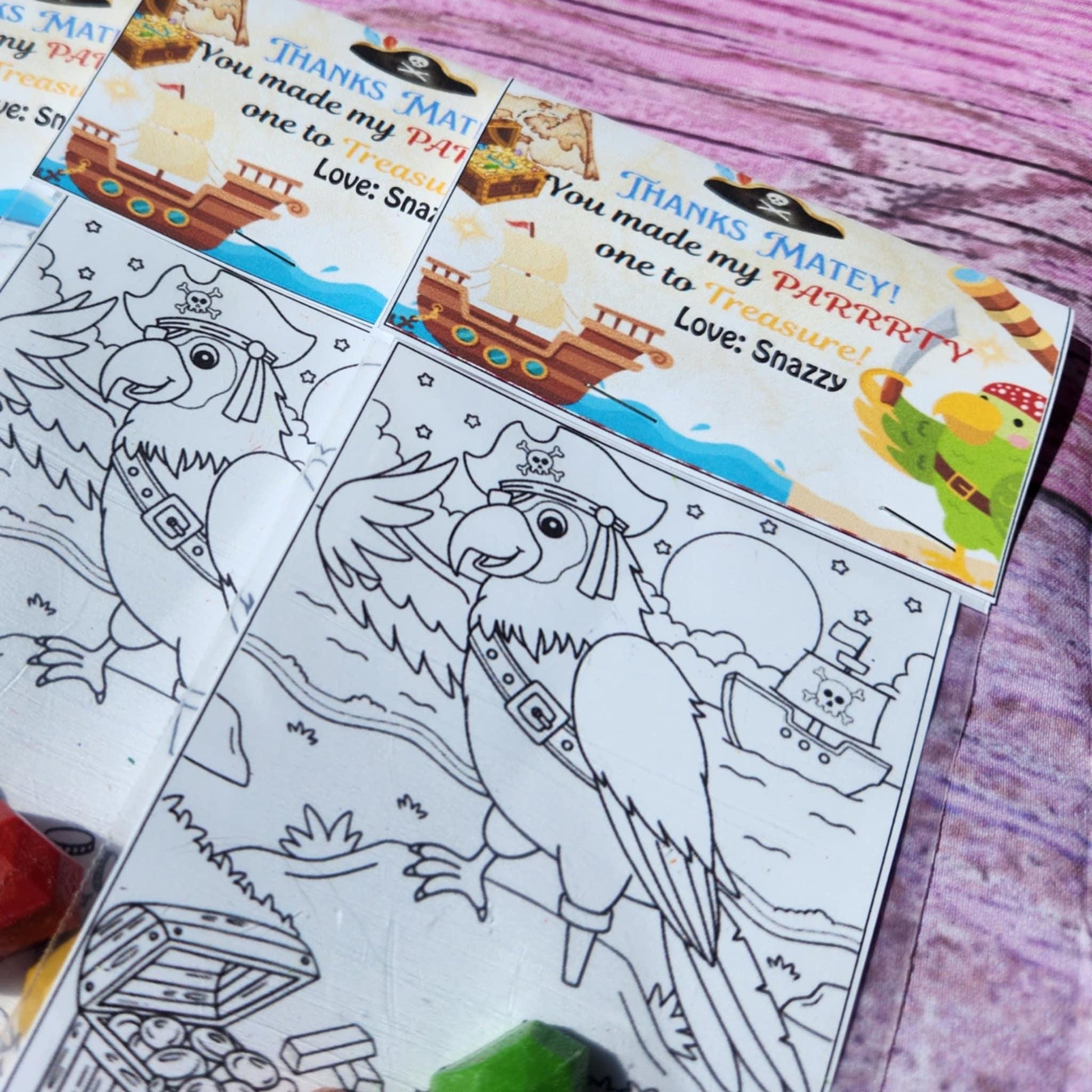 Pirate Coloring Kit with Gem Crayons | Pirate Birthday Party Favors | Treasure Goodie Bag Fillers | Pirate Crayons | Kids Party Activities