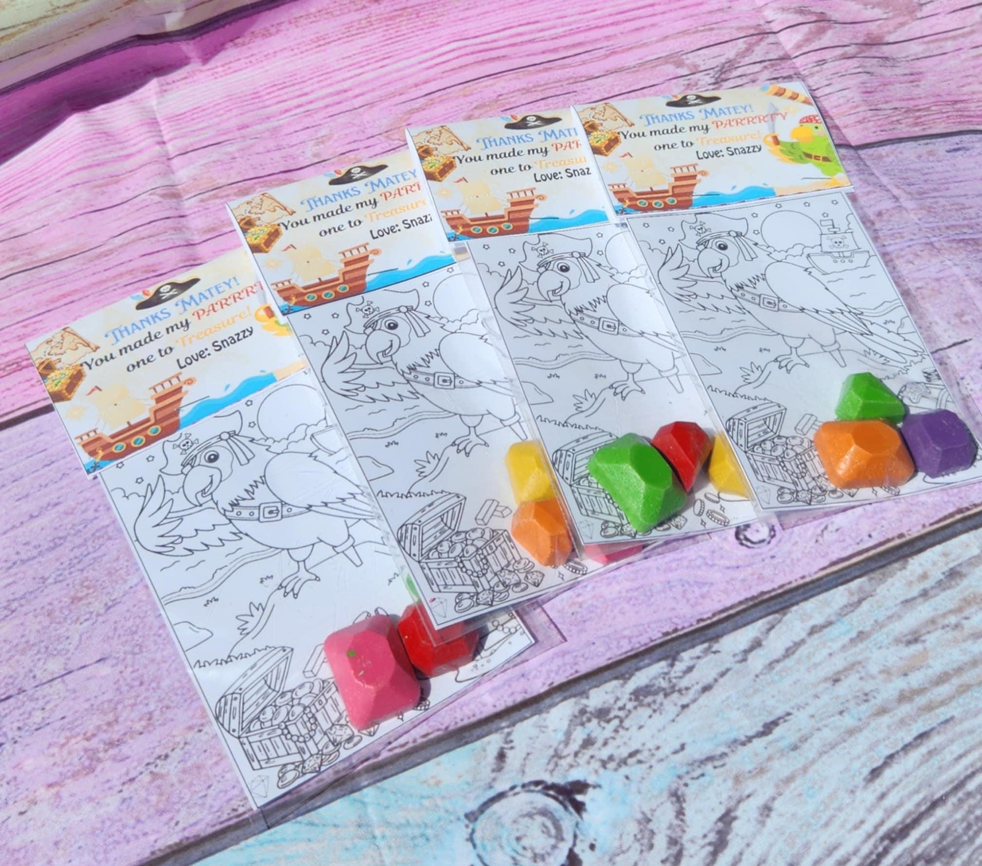 Pirate Coloring Kit with Gem Crayons | Pirate Birthday Party Favors | Treasure Goodie Bag Fillers | Pirate Crayons | Kids Party Activities