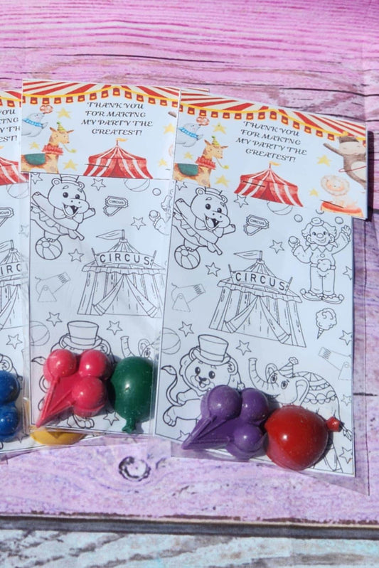 Circus Party Favor Coloring Kit with Crayons | Carnival Birthday Goodie Bag | Non-Candy Party Favor | Circus Theme | Kids Party Activity